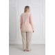 Büyük Beden Rahat Ve Şık Kadın Pijama | %100 Pamuk, Desenli Açık Somon